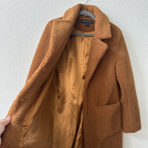 FRENCH CONNECTION Notch Collar Faux Fur Teddy Coat Size M - Picture 8 of 11